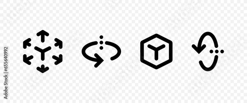 Perspective, expansion, 3D, round, 360 degree icons. Vector EPS 10