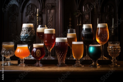 selection of craft beers in ornamental glassware