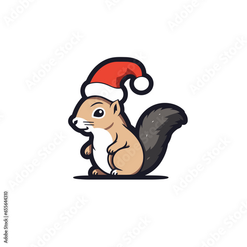 Kleines Eichhörnchen mit Weihnachtsmütze vektor