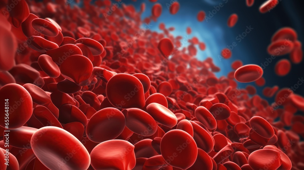 Fototapeta premium hemoglobin cells floating in blood