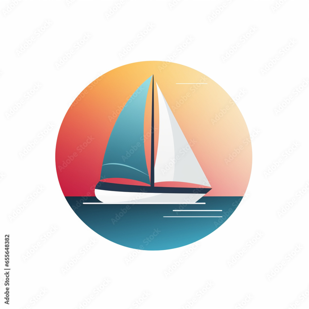 yacht on the sea 2d icon