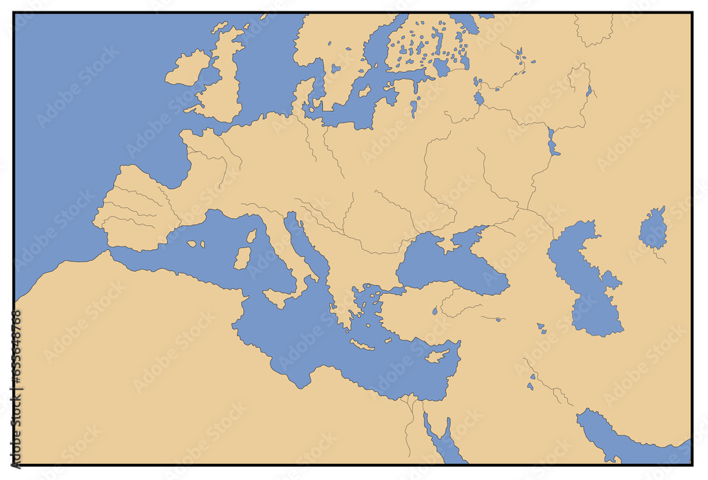 Obraz premium Middle East and Europe map drawing