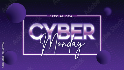 Sleek and Modern Cyber Monday Sale Banner in Vector