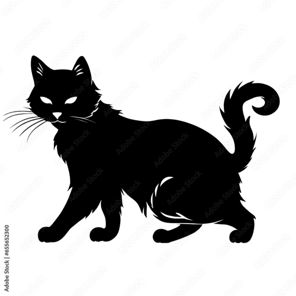 Obraz premium Black metal silhouette stencils cat on a white background. AI-Generated.