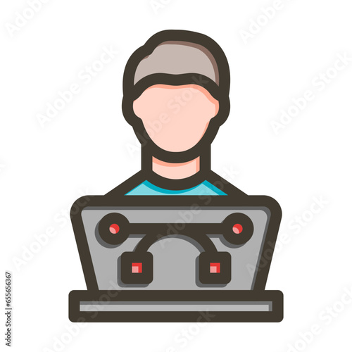 Graphic Designer Vector Thick Line Filled Colors Icon Design