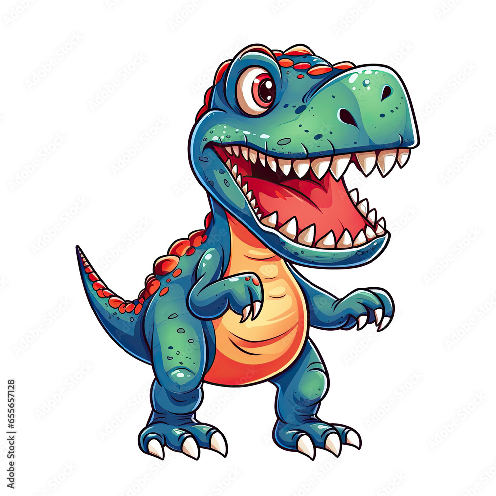 Fototapeta premium Cartoon Dinosaur Fiesta: A Splash of Colorful Prehistory