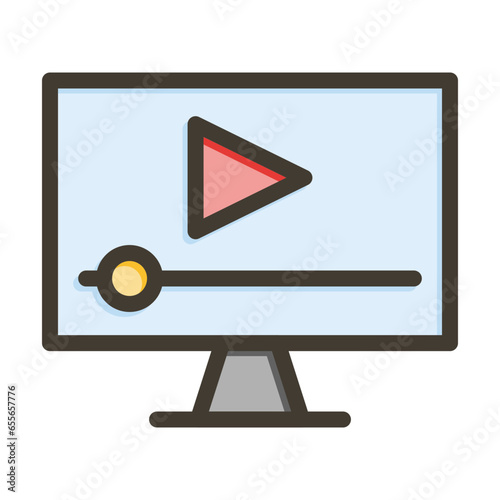 Video Vector Thick Line Filled Colors Icon Design