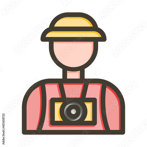 Tourist Vector Thick Line Filled Colors Icon Design