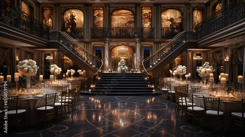 Upscale reception hall for wedding photo