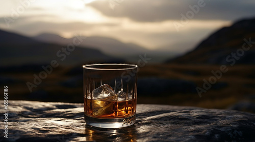 scotish whiskey whisky tumbler stockphoto created with Generative AI technology photo
