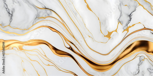Abstract white, gold marble background seamless texture pattern wallpaper, smooth ink art. Generative Ai.