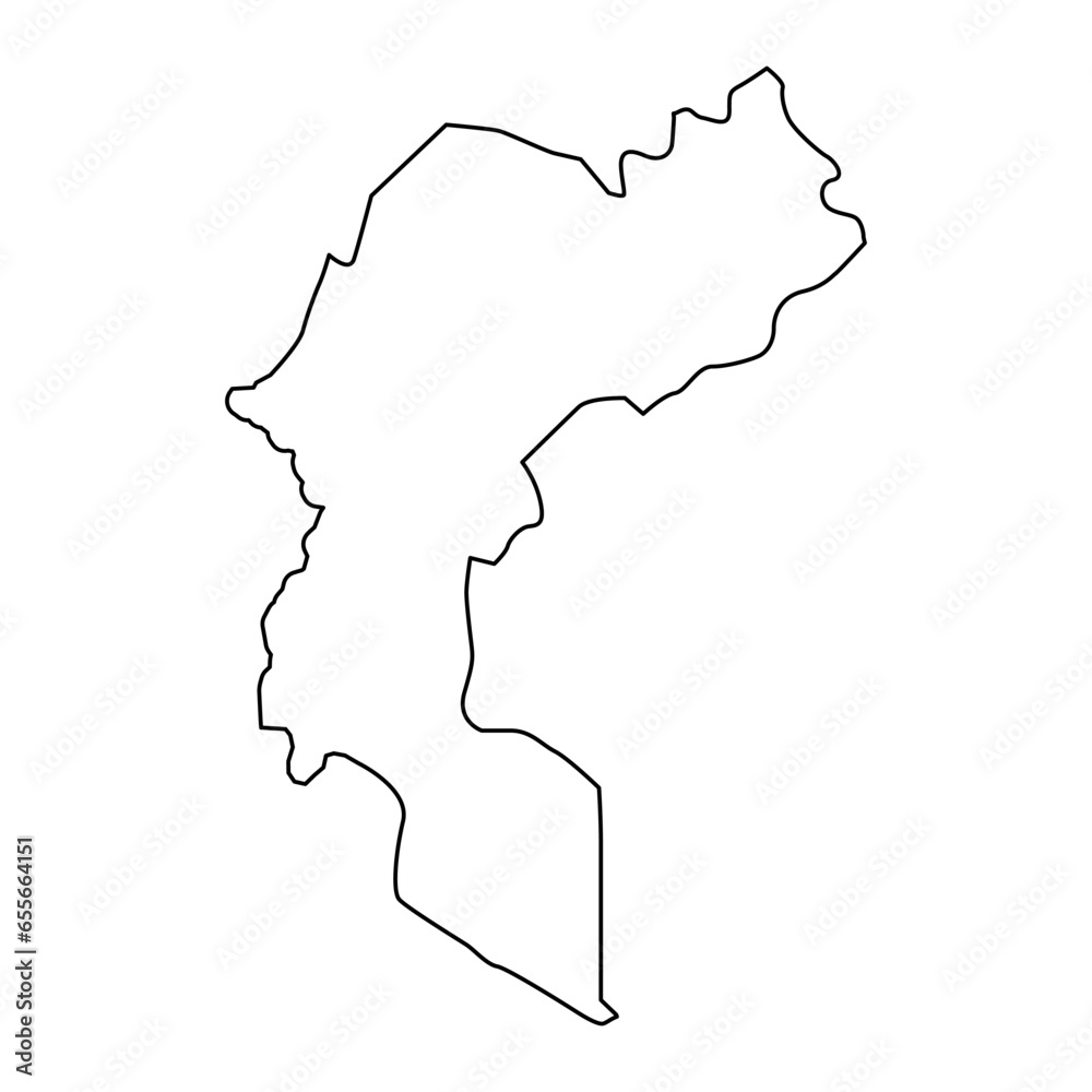 Qakh district map, administrative division of Azerbaijan.