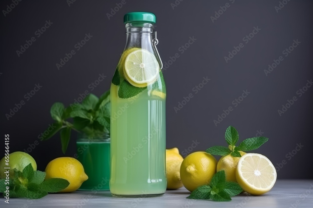 A refreshing summer drink with lemons and mint A refreshing summer drink with lemons and mint