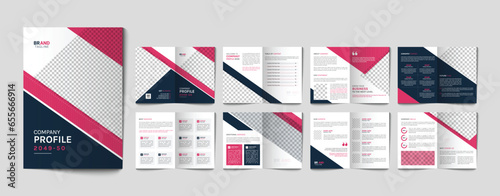 Company profile annual report business proposal corporate bifold brochure design template (ID: 655666914)
