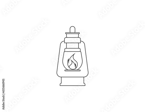 Light, oil lamp icon. Vector illustration.