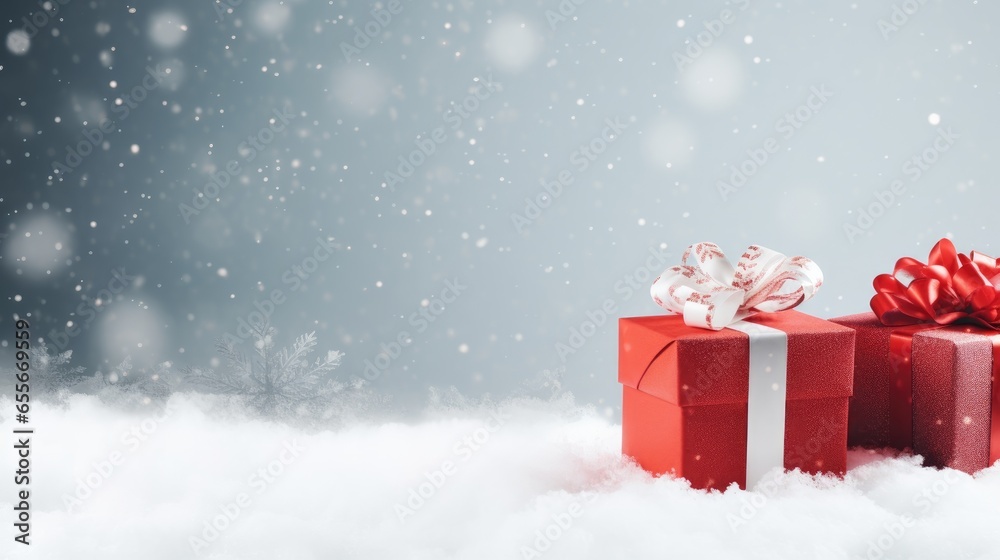 Festive Christmas New Year background with surprise box. Holiday Christmas gift box Festive Christmas New Year background with surprise box. Holiday Christmas gift box