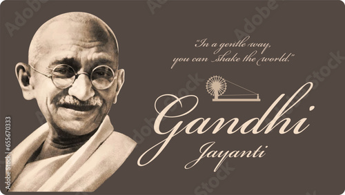 Happy Mahatma Gandhi Jayanti, 2nd October illustration