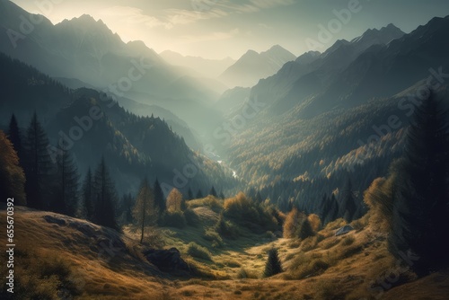 A breathtaking mountain valley landscape photo