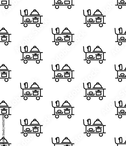 Room Food Service Trolley Icon Seamless Pattern Y_2309001