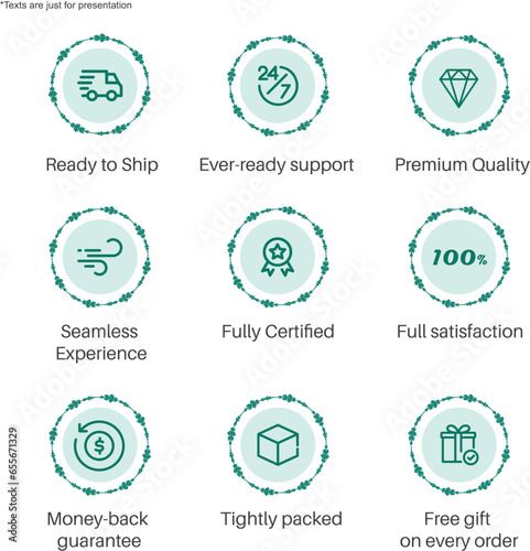 Set of commerce badges for website and apps