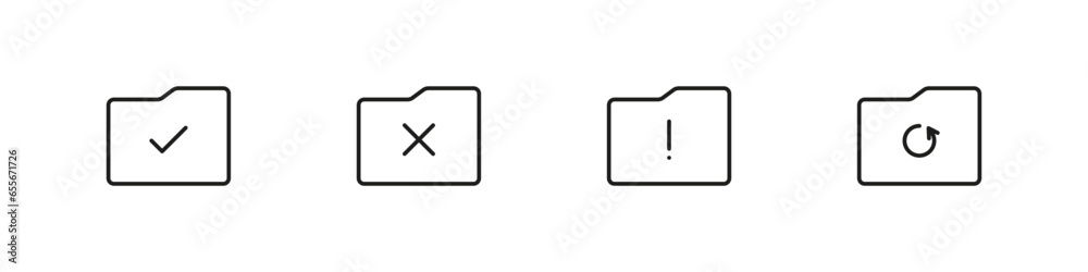 Folder outline icon vector set. Folders with files linear icons. Folder outline icon vector set. Folders with files linear icons.