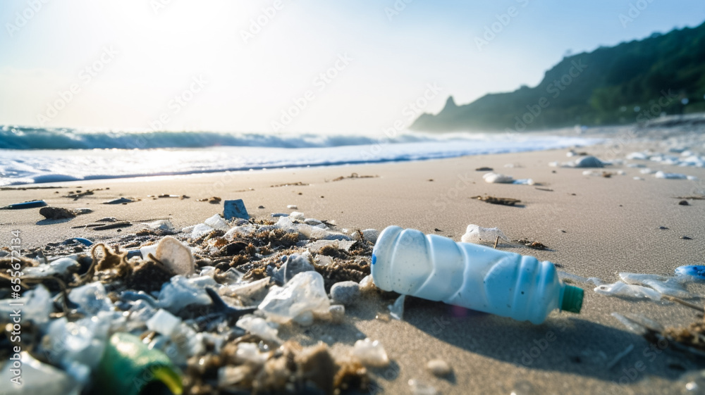 Ocean pollution with plastic waste. Sea beach with ecological garbage. Royalty high-quality stock photo image of trash, plastic bag, bottle on the beach.
Ocean pollution with plastic waste. Sea beach with ecological garbage. Royalty high-quality stock photo image of trash, plastic bag, bottle on the beach.