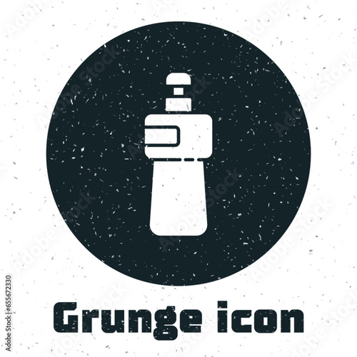 Grunge Dishwashing liquid bottle icon isolated on white background. Liquid detergent for washing dishes. Monochrome vintage drawing. Vector Illustration