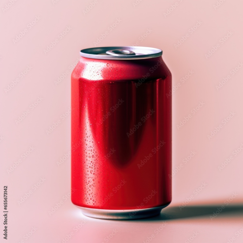 Aluminum red jar mockup on a colored background. Mockup of 330 ml red aluminum sparkling water. Aluminum red jar mockup on a colored background. Mockup of 330 ml red aluminum sparkling water.
