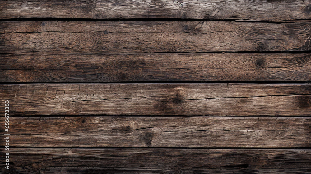 Naklejka premium illustration of old brown wood texture background. Created with Generative AI