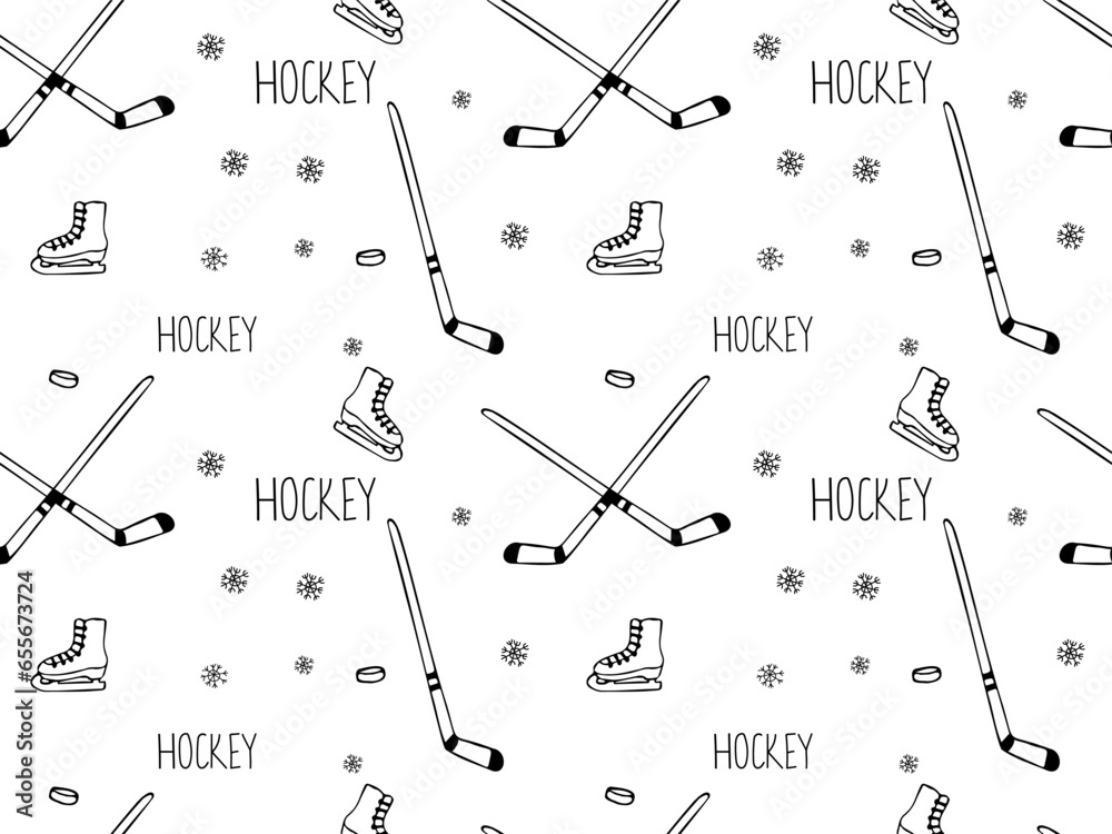 Photo & Art Print black and white seamless doodle pattern ice hockey, YuliaBulgakova photo-art-print-black-and-white-seamless-doodle-pattern-ice-hockey-yuliabulgakova