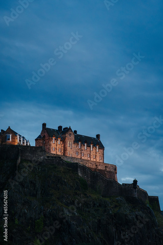 Edinburgh Castle at Night - Medieval Fortress Nestled in Scenic Cityscape with Panoramic Skyline
