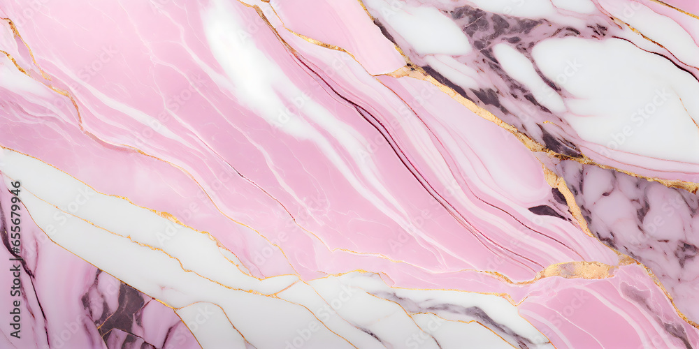 Closeup surface abstract marble pattern at the pink marble stone floor texture background. Generative Ai.