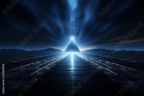 Fototapeta Naklejka Na Ścianę i Meble -  Abstract empty space scene of light rays in the dark background