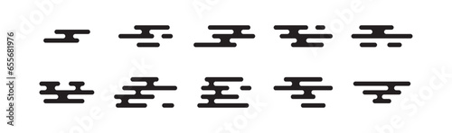 Asian, Chinese, Japanese cloud set in minimal style. Traditional design element. Vector EPS 10