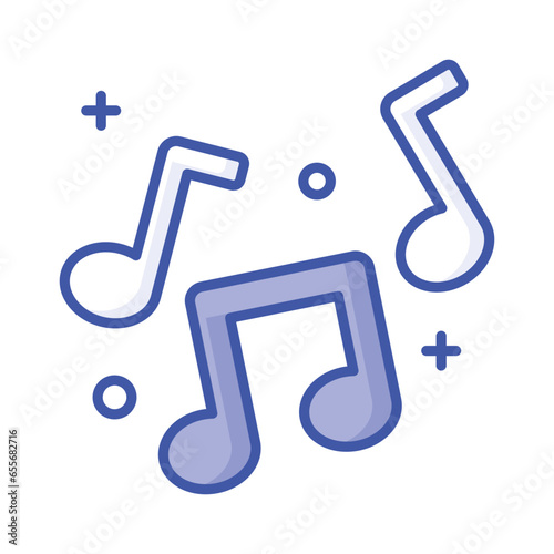 Music notes, song, melody or tune flat vector icon for musical apps and websites, trendy design