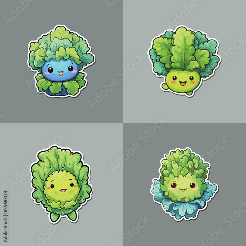 lettuce sticker. kawaii cartoon illustration