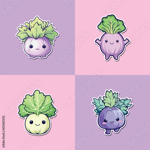 kohlrabi sticker. kawaii cartoon illustration