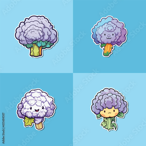 cauliflower sticker. kawaii cartoon illustration
