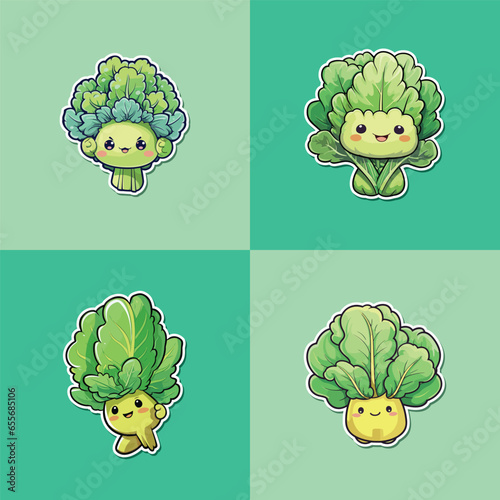 bok choy sticker. kawaii cartoon illustration