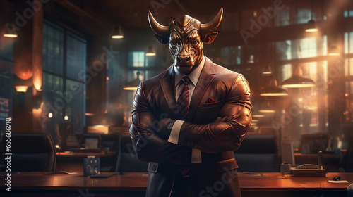 business man with bull head