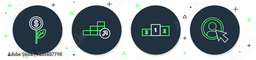 Set line Financial growth, Business podium, Dollar plant and Create account screen icon. Vector