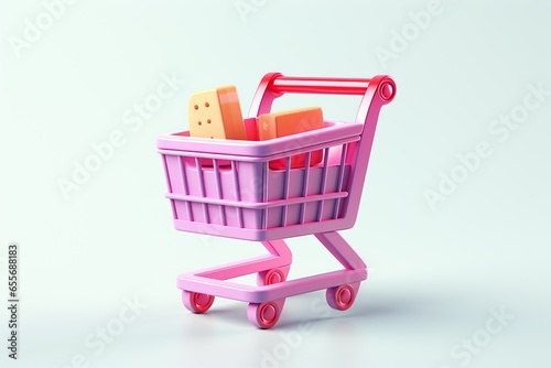 Black friday sale Shoppin cart with shopping acessories 