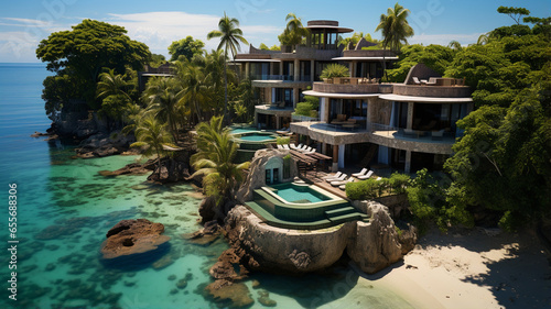 aerial view of the beautiful island in the indian ocean.