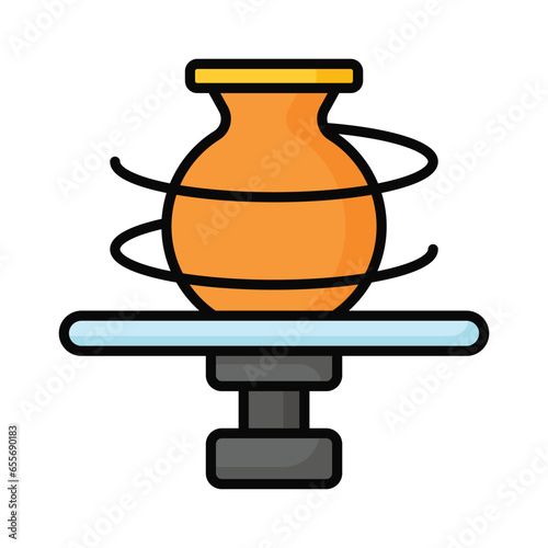Clay crafting vector design in modern style, making pottery with rotary technique