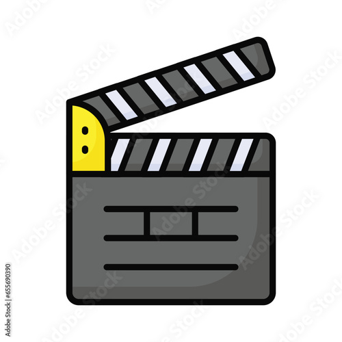 Movie clapper board, filmmaking device icon in modern style, ready to use vector