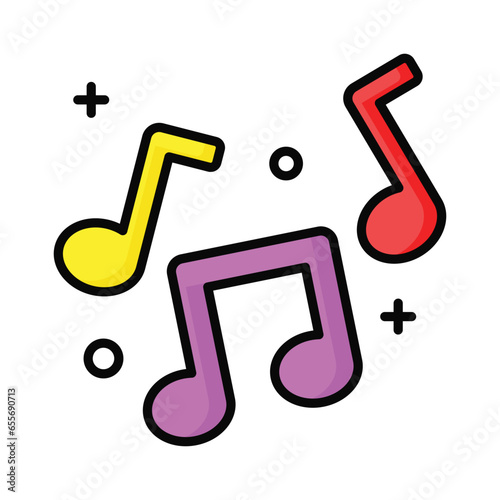 Music notes, song, melody or tune flat vector icon for musical apps and websites, trendy design