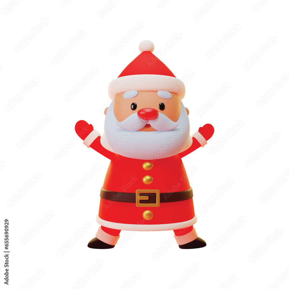 3d Santa Claus. Cute Santa Claus cartoon character isolated on a white background. Winter holiday illustration. Vector 10 EPS. 3d Santa Claus. Cute Santa Claus cartoon character isolated on a white background. Winter holiday illustration. Vector 10 EPS.