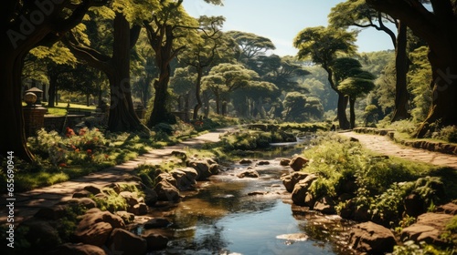 Nature's Symphony: Captivating Landscapes and Majestic Waterways Embrace the Seasons, generative AI