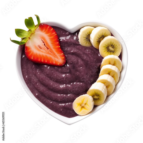 AÇAÍ BONITO TIGELA COM BANANA E MORANGOS 