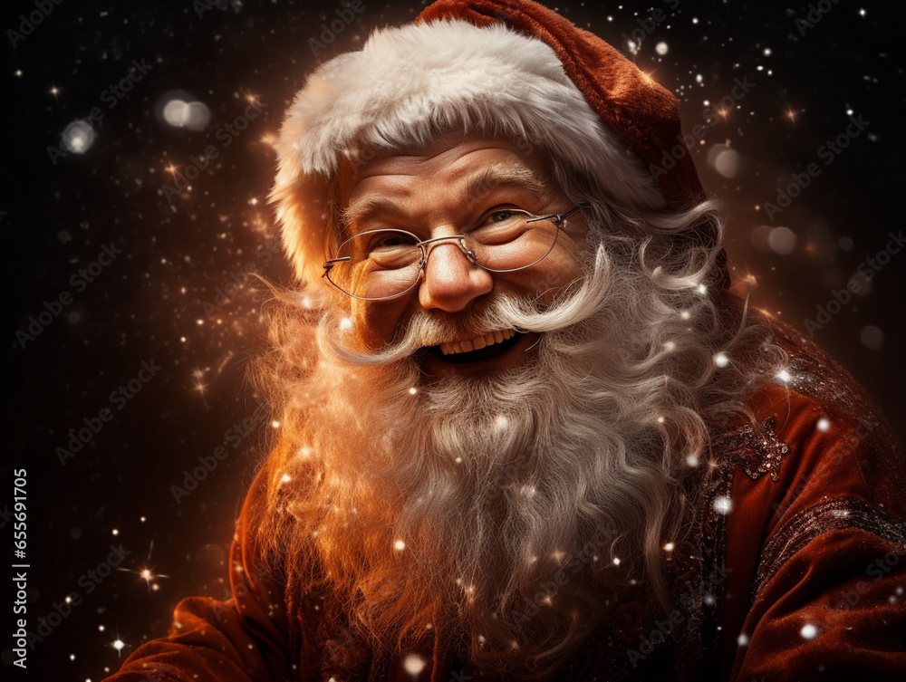Santa Claus face with beard and hat. Cartoon Christmas character. illustration Santa Claus face with beard and hat. Cartoon Christmas character. illustration